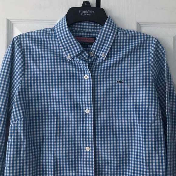 Vineyard Vines Blue Gingham Plaid Button Down sz8 - Picture 3 of 11